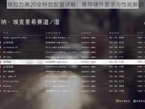 尘埃拉力赛20全特效配置详解：推荐硬件要求与性能解读