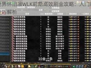 魔兽世界怀旧服WLK前期高效刷金攻略：入门赚钱方法与技巧解析