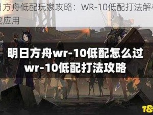 明日方舟低配玩家攻略：WR-10低配打法解析与实战应用