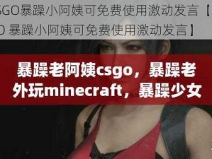 CSGO暴躁小阿姨可免费使用激动发言【CSGO 暴躁小阿姨可免费使用激动发言】