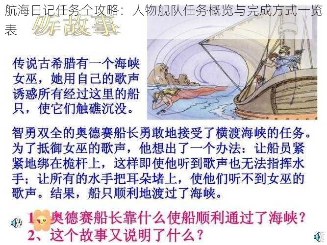 航海日记任务全攻略：人物舰队任务概览与完成方式一览表