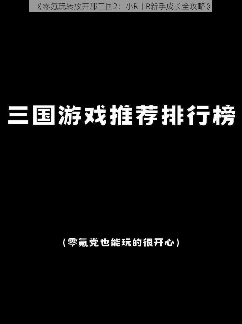 《零氪玩转放开那三国2：小R非R新手成长全攻略》