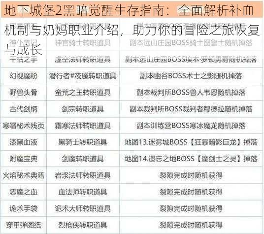 地下城堡2黑暗觉醒生存指南：全面解析补血机制与奶妈职业介绍，助力你的冒险之旅恢复与成长