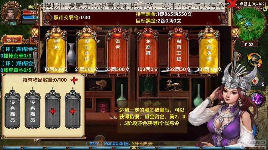 揭秘卧虎藏龙私银高效刷取攻略：实用小技巧大揭秘