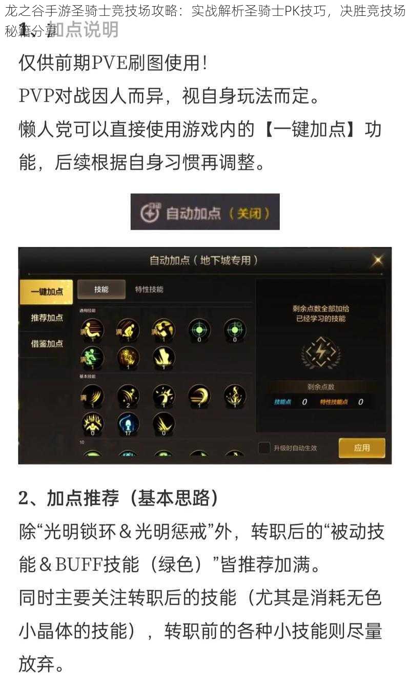 龙之谷手游圣骑士竞技场攻略：实战解析圣骑士PK技巧，决胜竞技场秘籍分享
