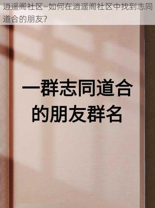 逍遥阁社区—如何在逍遥阁社区中找到志同道合的朋友？