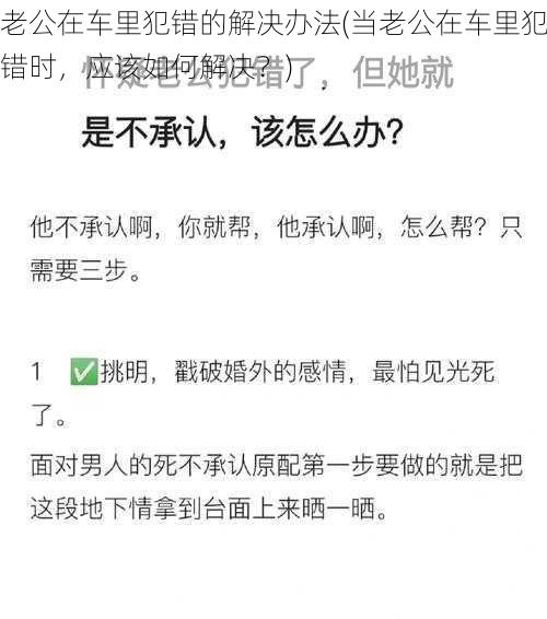 老公在车里犯错的解决办法(当老公在车里犯错时，应该如何解决？)