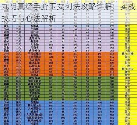 九阴真经手游玉女剑法攻略详解：实战技巧与心法解析