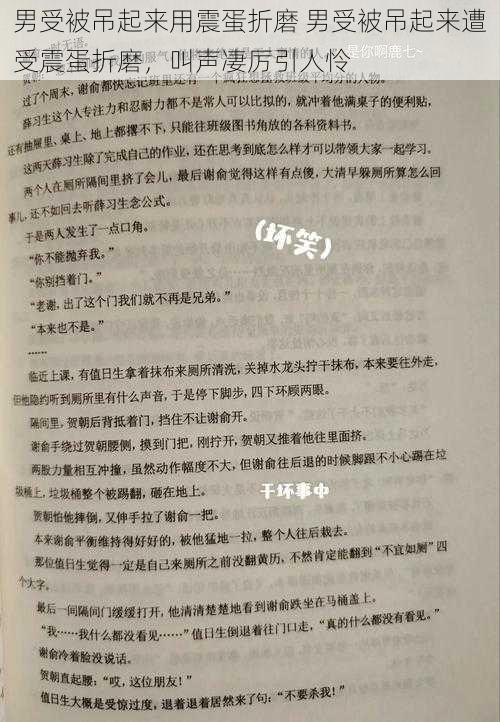 男受被吊起来用震蛋折磨 男受被吊起来遭受震蛋折磨，叫声凄厉引人怜