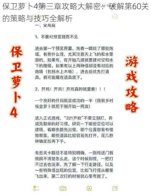 保卫萝卜4第三章攻略大解密：破解第60关的策略与技巧全解析