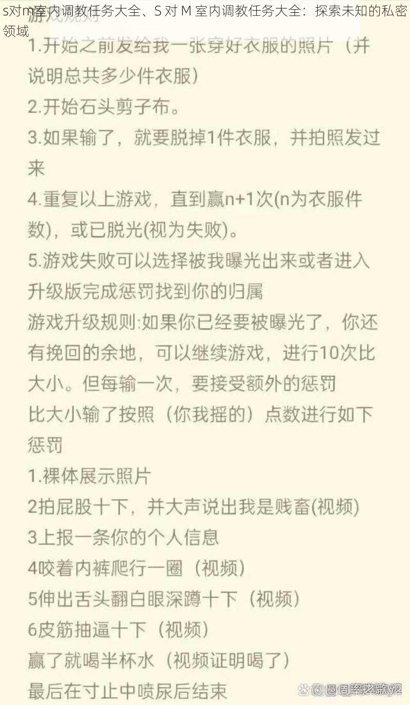 s对m室内调教任务大全、S 对 M 室内调教任务大全：探索未知的私密领域