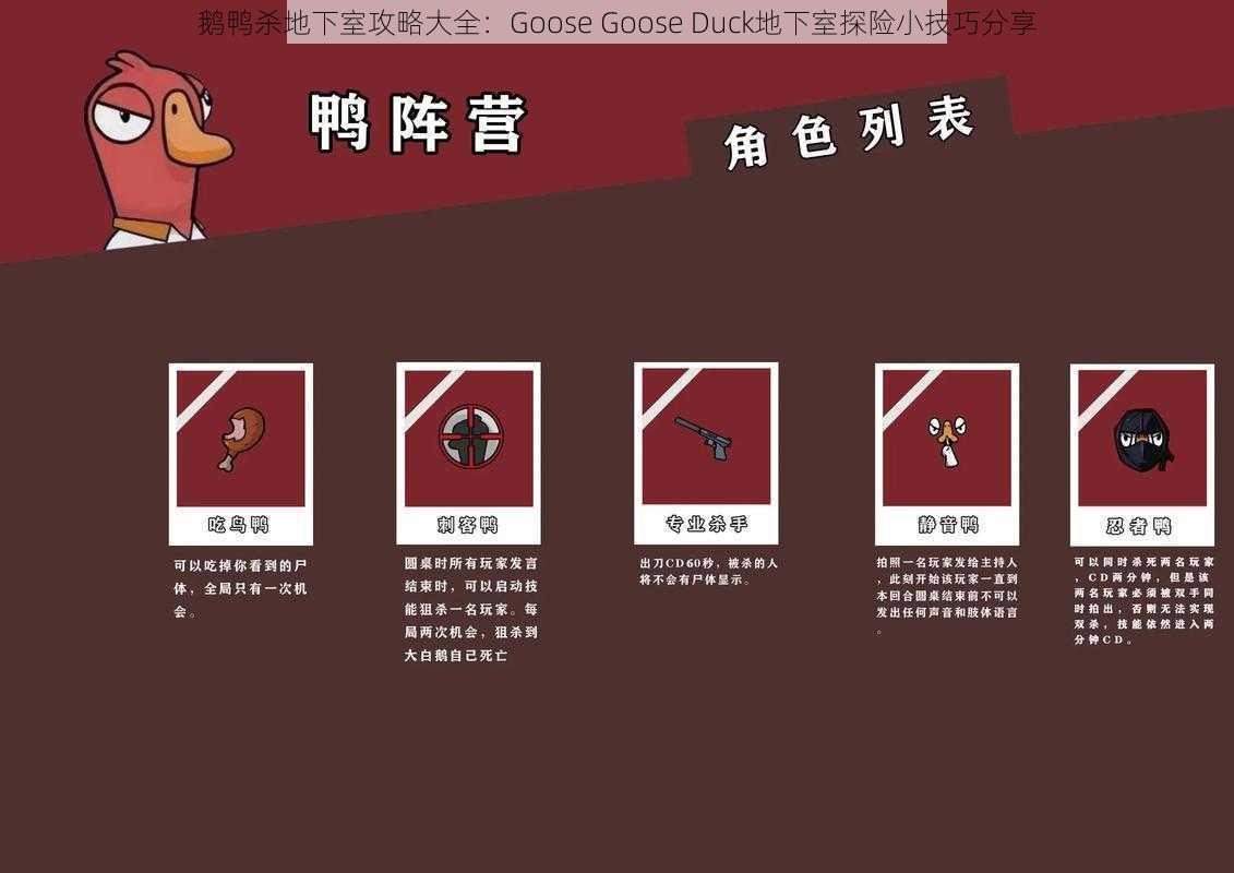 鹅鸭杀地下室攻略大全：Goose Goose Duck地下室探险小技巧分享