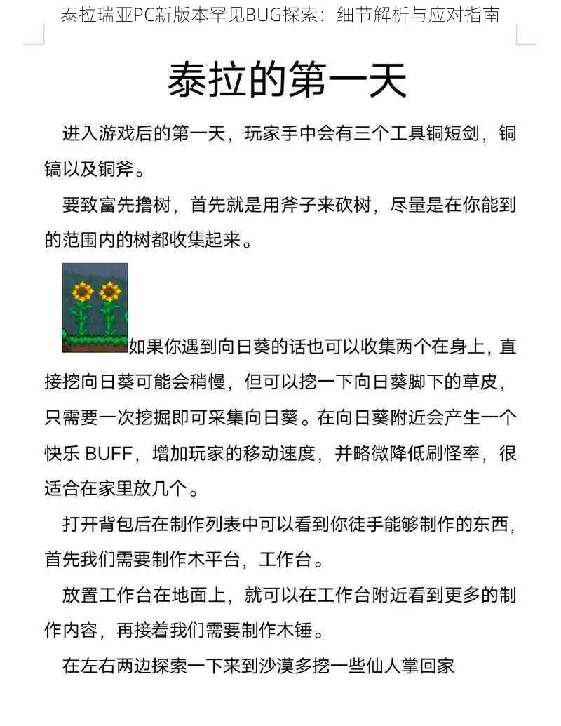 泰拉瑞亚PC新版本罕见BUG探索：细节解析与应对指南