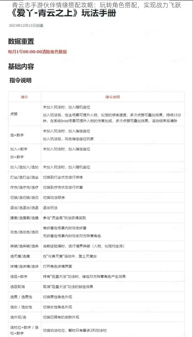 青云志手游伙伴情缘搭配攻略：玩转角色搭配，实现战力飞跃