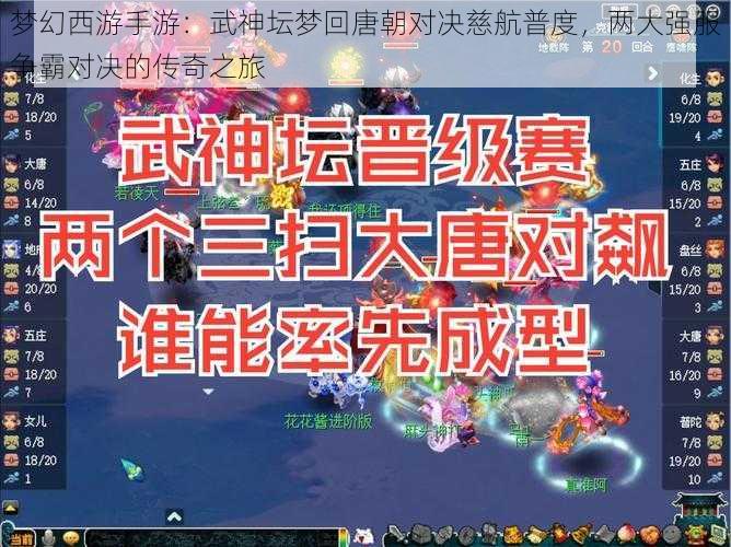 梦幻西游手游：武神坛梦回唐朝对决慈航普度，两大强服争霸对决的传奇之旅