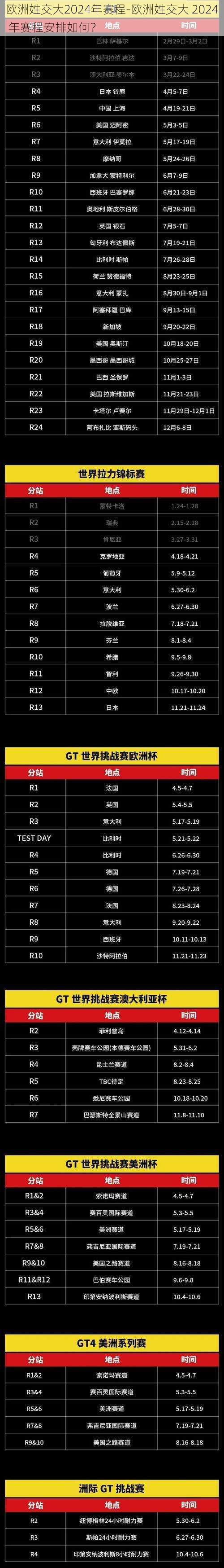 欧洲姓交大2024年赛程-欧洲姓交大 2024 年赛程安排如何？