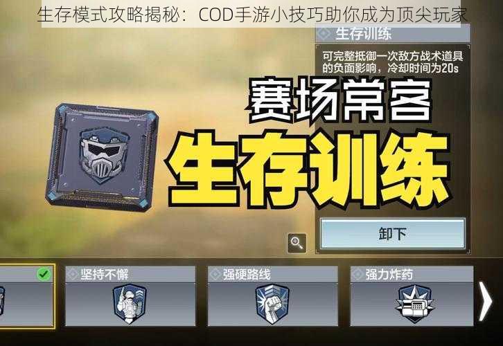 生存模式攻略揭秘：COD手游小技巧助你成为顶尖玩家