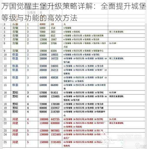 万国觉醒主堡升级策略详解：全面提升城堡等级与功能的高效方法