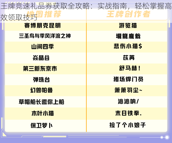 王牌竞速礼品券获取全攻略：实战指南，轻松掌握高效领取技巧