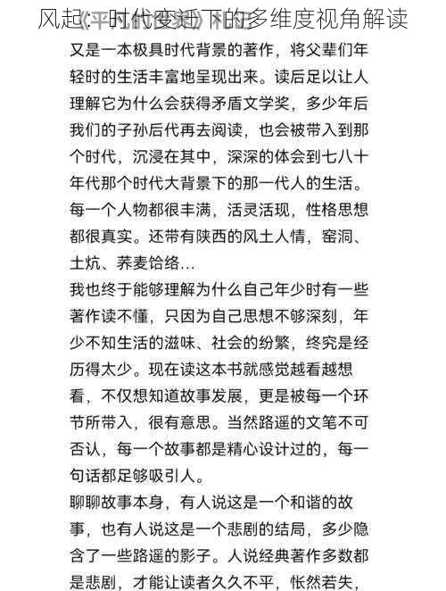 风起：时代变迁下的多维度视角解读