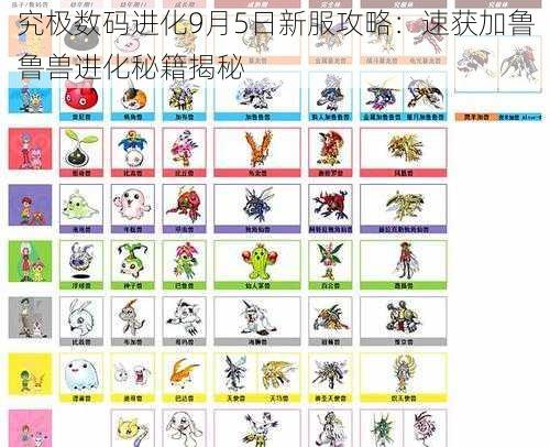 究极数码进化9月5日新服攻略:速获加鲁鲁兽进化秘籍揭秘